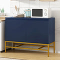 Buffet minimaliste, Meuble de rangement de luxe avec pieds en métal doré et étagères réglables, Console pour salon