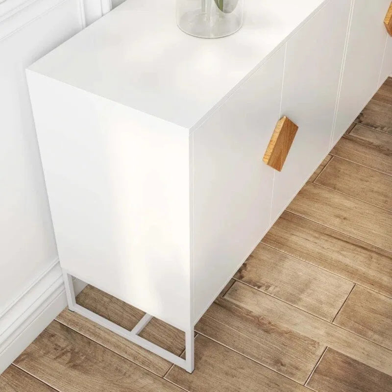 Buffet Blanc 4 Portes Meuble TV Commode Entrée, Armoire de Rangement de Cuisine