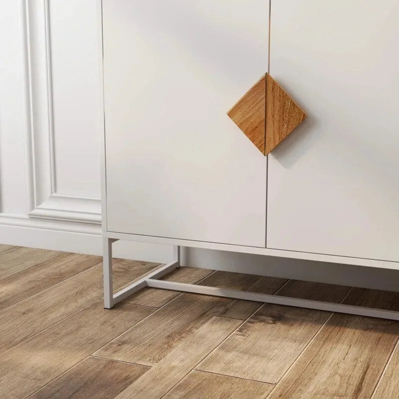 Buffet Blanc 4 Portes Meuble TV Commode Entrée, Armoire de Rangement de Cuisine