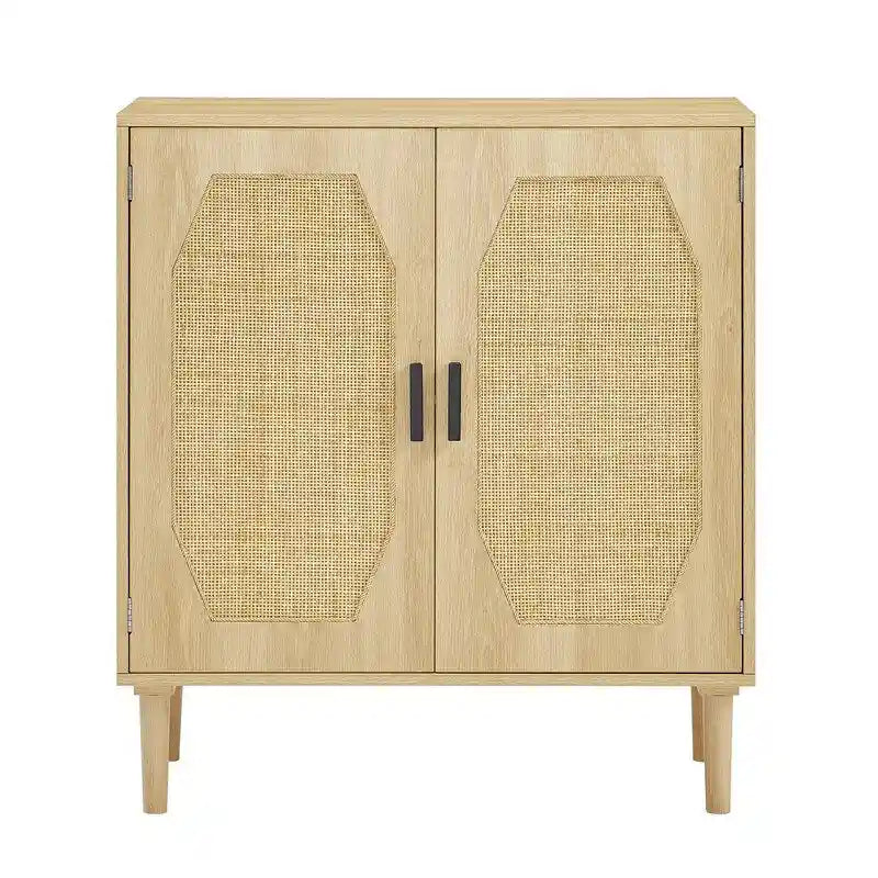 Meuble de rangement GEITIN avec portes décoratives en rotin pour cuisine
