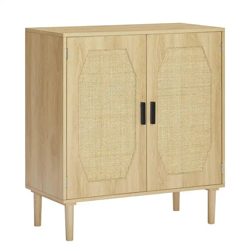 Meuble de rangement GEITIN avec portes décoratives en rotin pour cuisine