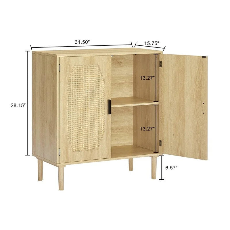 Meuble de rangement GEITIN avec portes décoratives en rotin pour cuisine