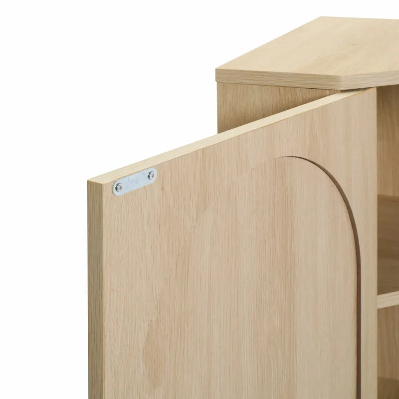 Meuble d'angle, Porte en rotin, Tables d'angle autoportantes pour petits espaces, Étagère d'angle pour salon, cuisine, salle de bain