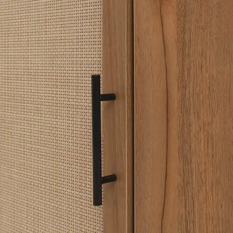 Meuble d'angle, Porte en rotin, Tables d'angle autoportantes pour petits espaces, Étagère d'angle pour salon, cuisine, salle de bain
