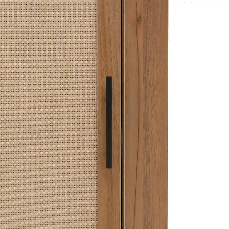 Meuble d'angle, Porte en rotin, Tables d'angle autoportantes pour petits espaces, Étagère d'angle pour salon, cuisine, salle de bain