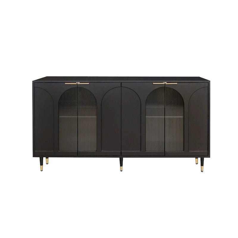 Meuble d'appoint - Buffet en bois laqué avec 4 portes vitrées