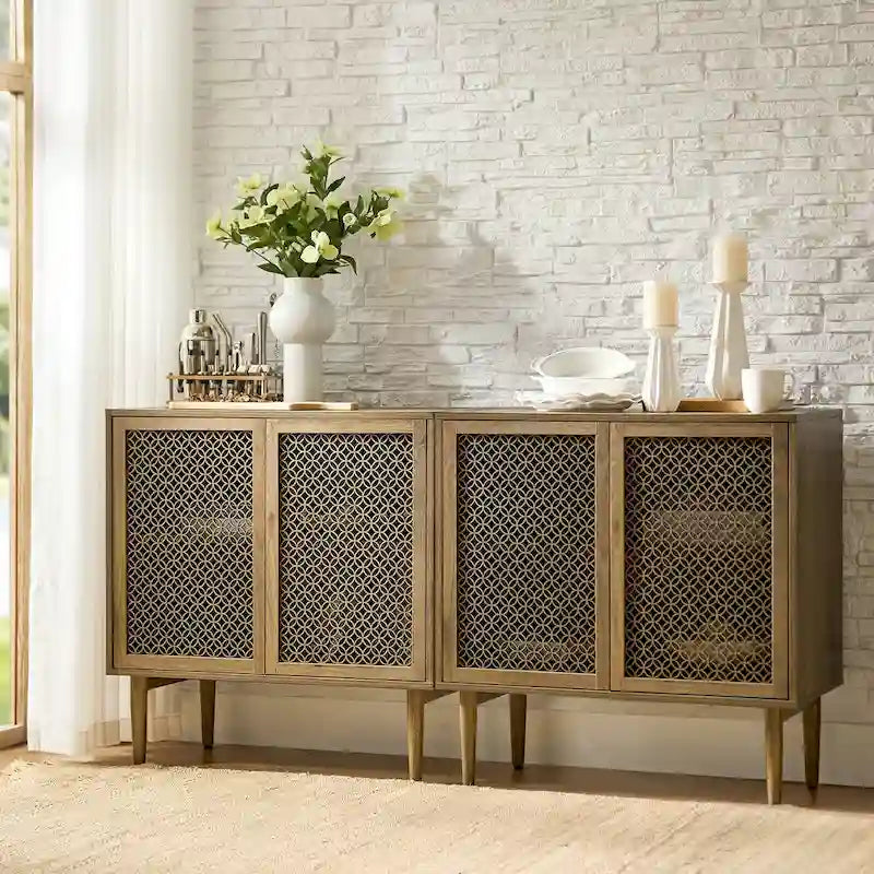 Meuble d'appoint 2 portes haut Dominik 32 po moderne avec lumière, ensemble de 2 par HULALA HOME