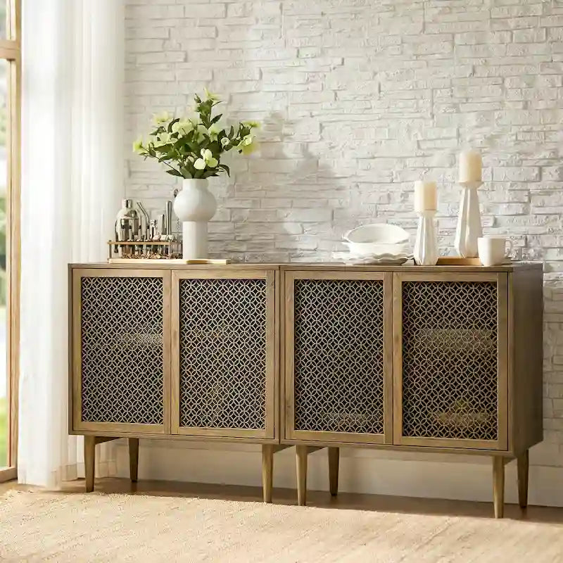 Meuble d'appoint 2 portes haut Dominik 32 po moderne avec lumière, ensemble de 2 par HULALA HOME