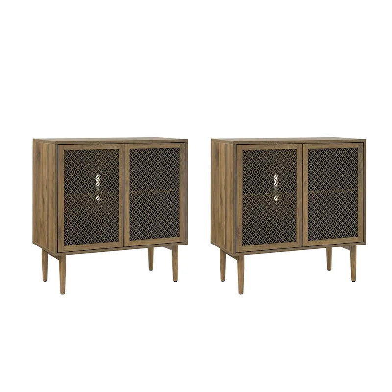 Meuble d'appoint 2 portes haut Dominik 32 po moderne avec lumière, ensemble de 2 par HULALA HOME