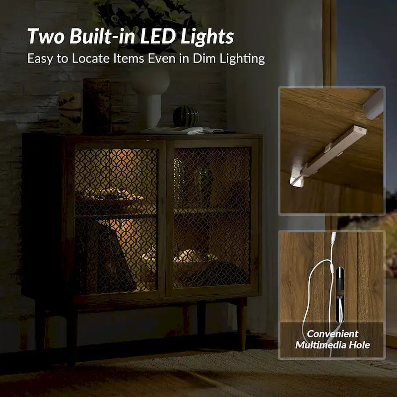 Meuble d'appoint 2 portes haut Dominik 32 po moderne avec lumière, ensemble de 2 par HULALA HOME