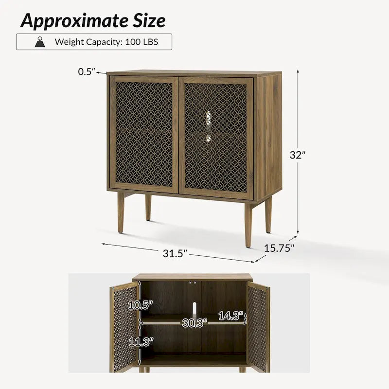 Meuble d'appoint 2 portes haut Dominik 32 po moderne avec lumière, ensemble de 2 par HULALA HOME