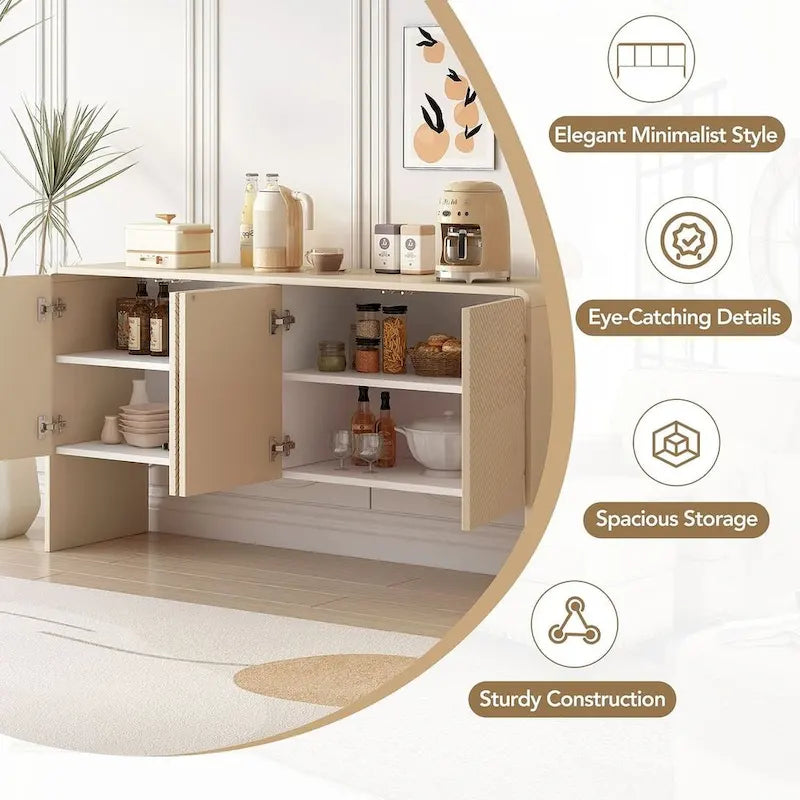 60 Grand meuble de rangement minimaliste avec 4 portes buffet/bahut