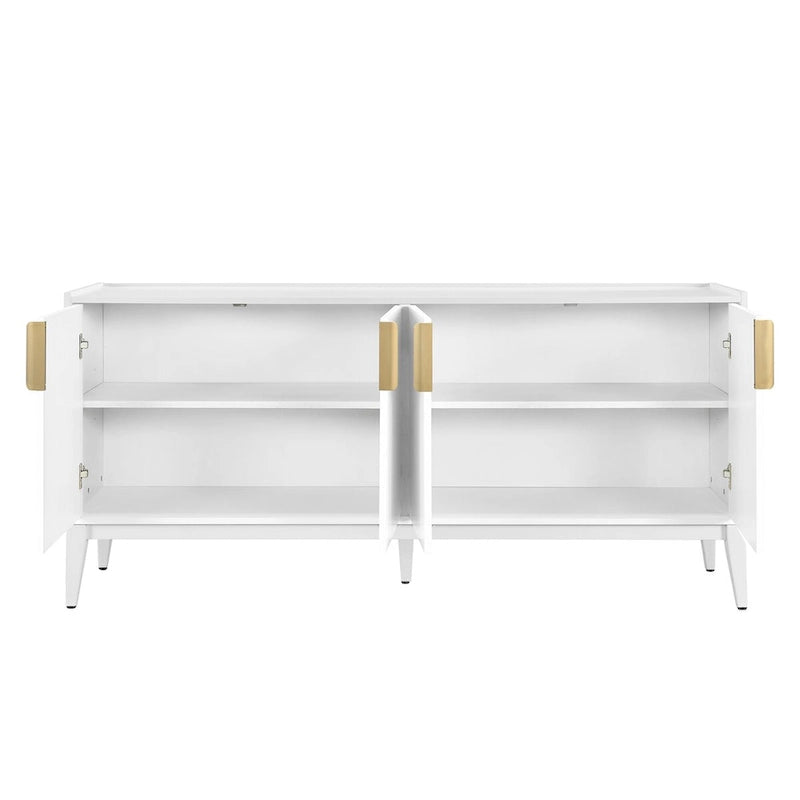 Buffet bas en bois avec 4 portes et étagères réglables, pour couloir, entrée, salon, chambre
