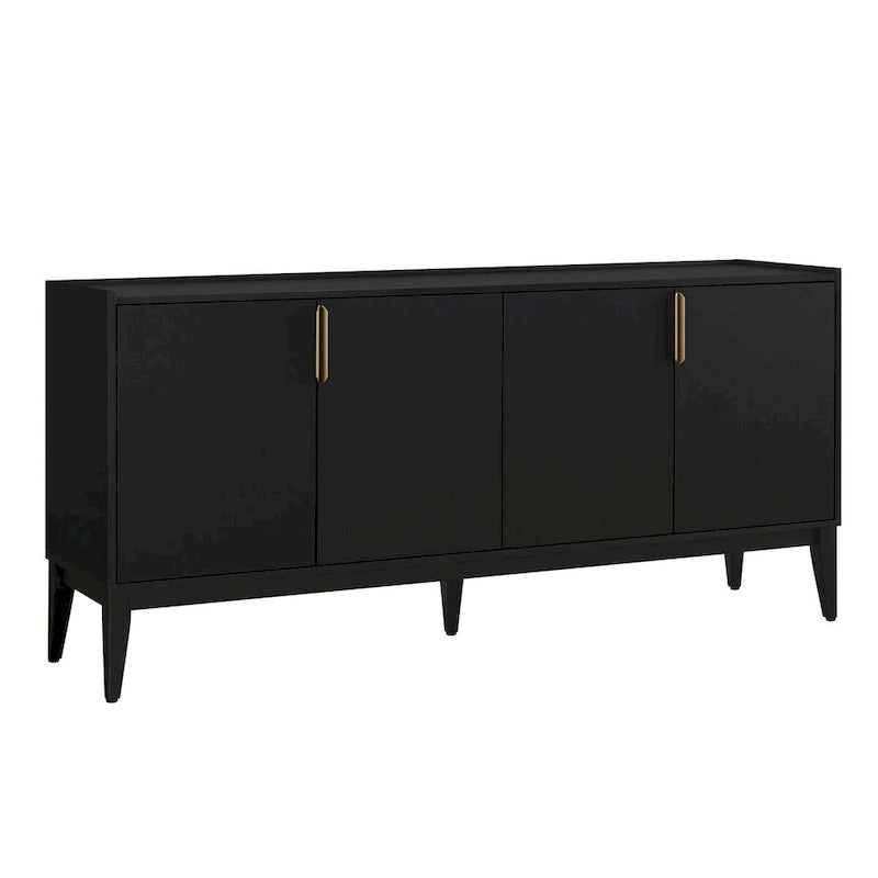 Buffet bas en bois avec 4 portes et étagères réglables, pour couloir, entrée, salon, chambre