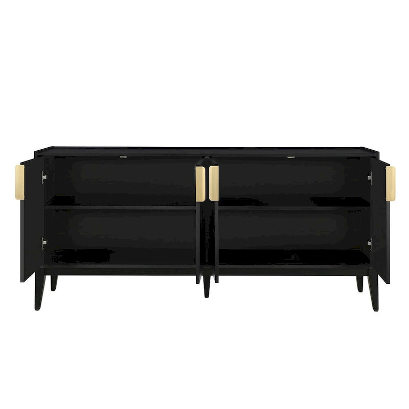 Buffet bas en bois avec 4 portes et étagères réglables, pour couloir, entrée, salon, chambre