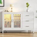 45 W Accent Cabinet with Drawers and Charge Station, Storage Sideboard with LED Light