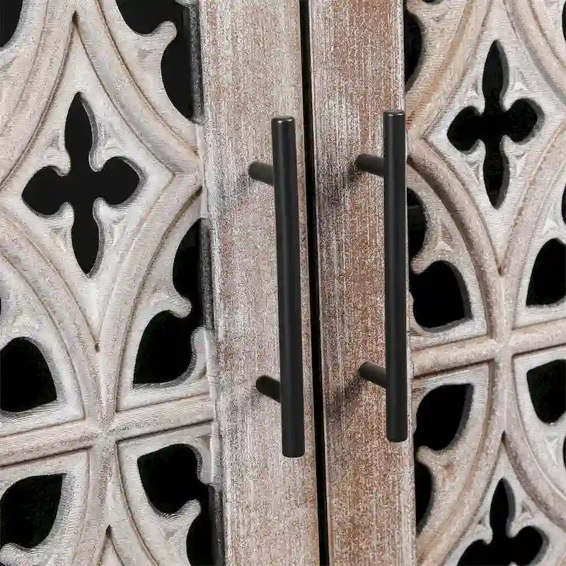 Armoire antique évidée à quatre portes de style champêtre américain