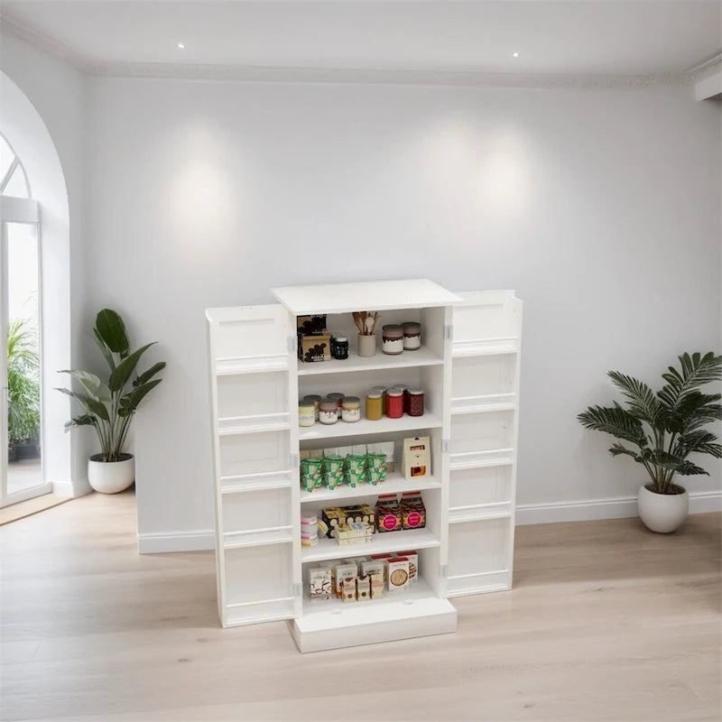 Armoire de cuisine autoportante à LED avec 2 portes et étagères - N/A