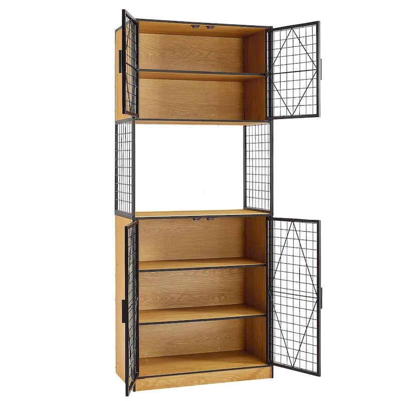 Javlergo 72" Meuble de Cuisine Garde-Manger avec Porte et Étagères, Grande Armoire de Cuisine avec Support à Micro-ondes