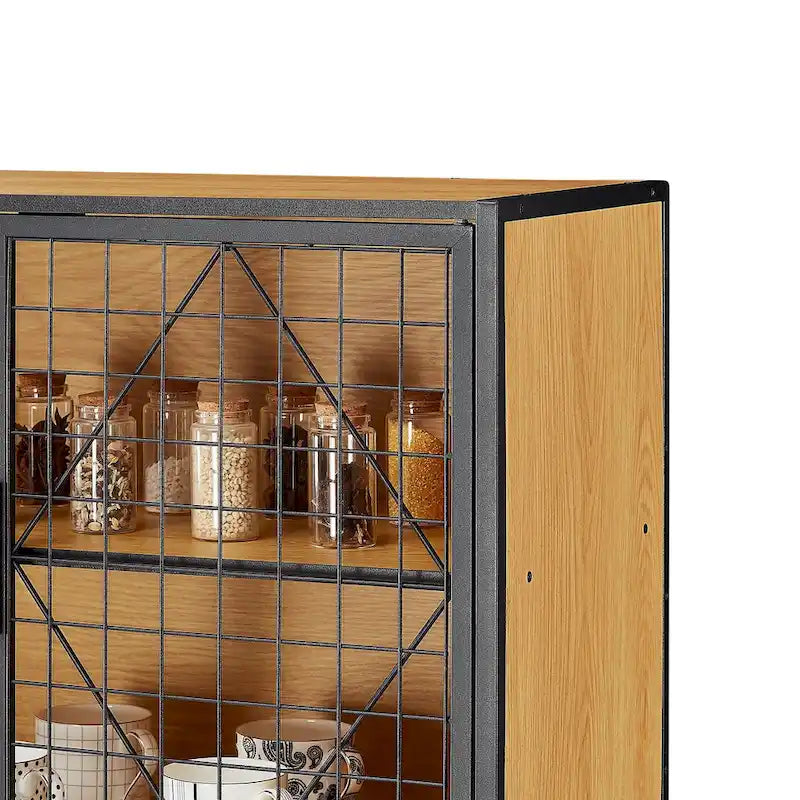 Javlergo 72" Meuble de Cuisine Garde-Manger avec Porte et Étagères, Grande Armoire de Cuisine avec Support à Micro-ondes