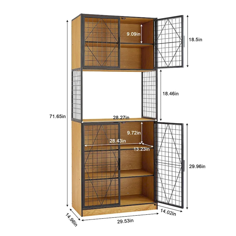 Javlergo 72" Meuble de Cuisine Garde-Manger avec Porte et Étagères, Grande Armoire de Cuisine avec Support à Micro-ondes