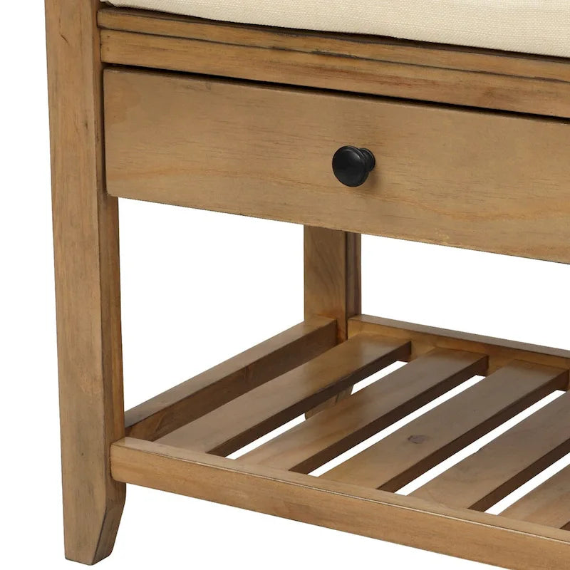 Banc de rangement pour chaussures d'entrée avec siège rembourré et tiroirs