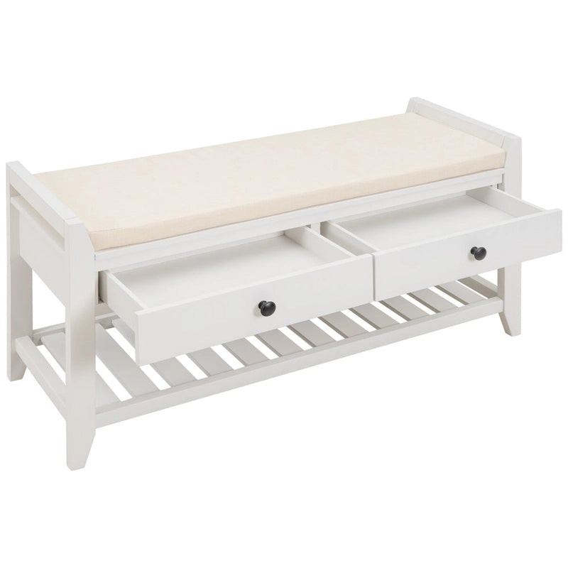 Banc de rangement pour chaussures d'entrée avec siège rembourré et tiroirs