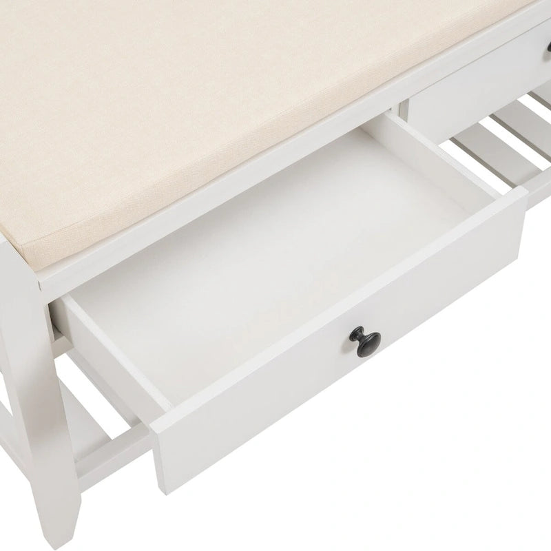 Banc de rangement pour chaussures d'entrée avec siège rembourré et tiroirs