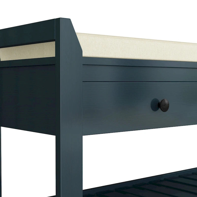 Banc de rangement pour chaussures d'entrée avec siège rembourré et tiroirs