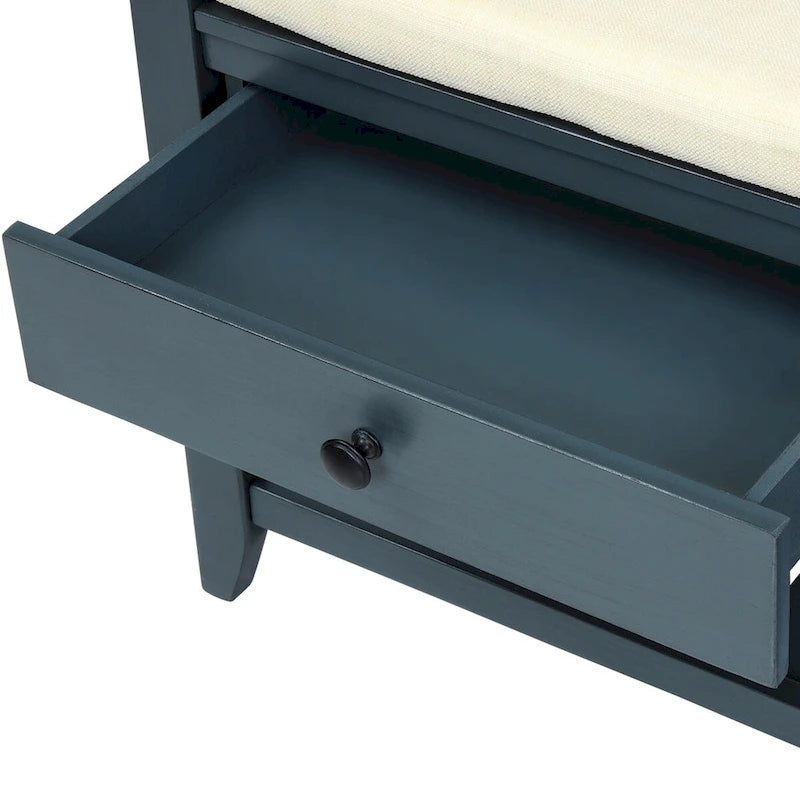 Banc de rangement pour chaussures d'entrée avec siège rembourré et tiroirs