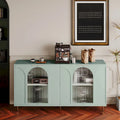 Meuble de rangement laqué avec 4 portes vitrées, buffet de rangement pour salon, vert menthe