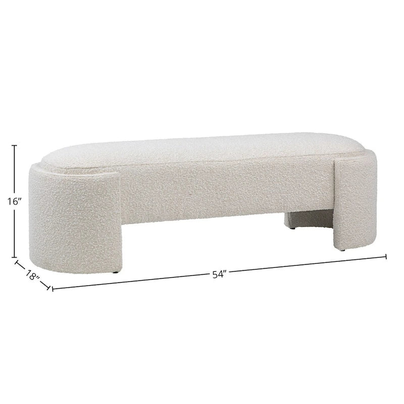 Banc rond Shawn Boucle avec pied rond demi-lunette, blanc cassé