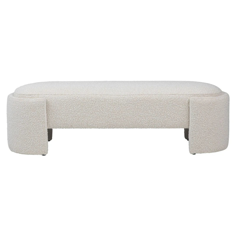 Banc rond Shawn Boucle avec pied rond demi-lunette, blanc cassé