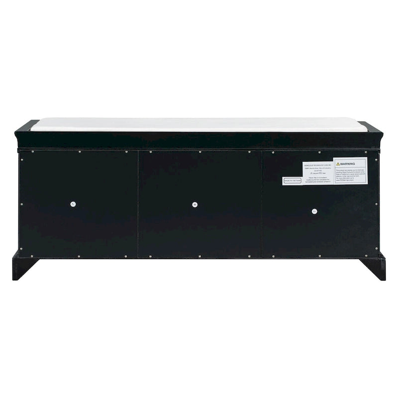 Banc de rangement avec 2 tiroirs et 2 placards, banc à chaussures avec coussin amovible pour salon, entrée (noir)