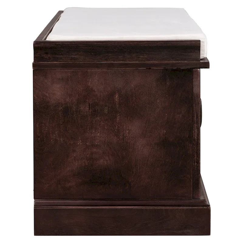Banc de rangement avec 2 tiroirs et 2 placards, banc à chaussures avec coussin amovible pour salon, entrée (noir)