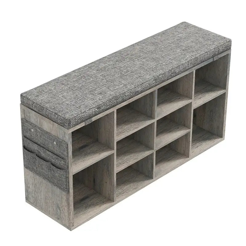 Banc à chaussures d'entrée avec rangement, siège rembourré 104 cm
