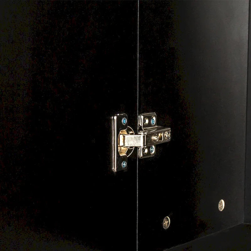 Meuble bas avec étagères fixes et deux portes, noir