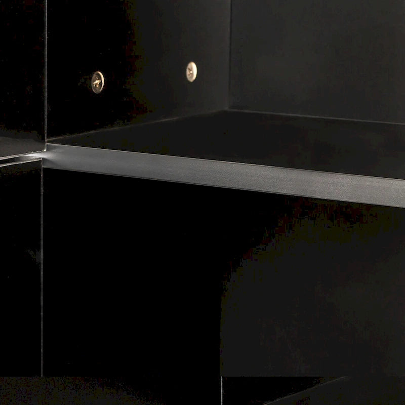 Meuble bas avec étagères fixes et deux portes, noir