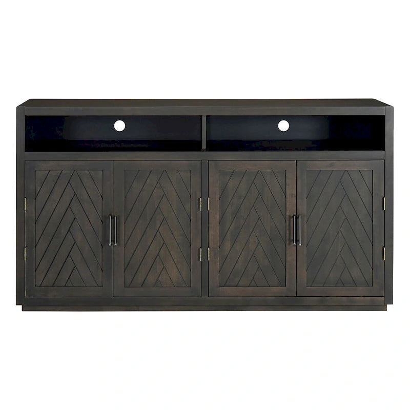 Enfilade Classique Moderne 4 Portes avec Rangement Ouvert et Étagères Réglables