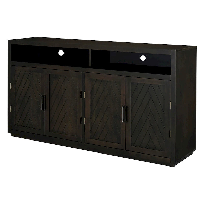 Enfilade Classique Moderne 4 Portes avec Rangement Ouvert et Étagères Réglables
