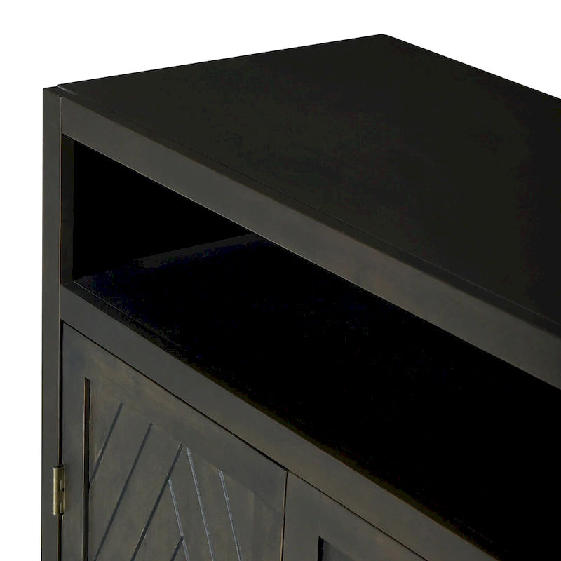 Enfilade Classique Moderne 4 Portes avec Rangement Ouvert et Étagères Réglables