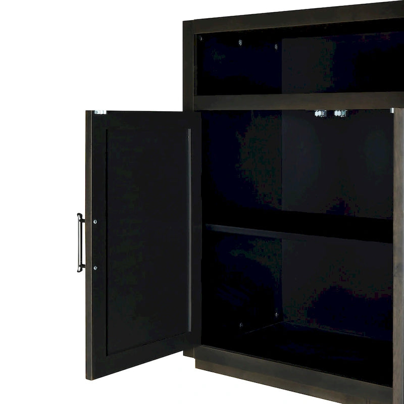 Enfilade Classique Moderne 4 Portes avec Rangement Ouvert et Étagères Réglables