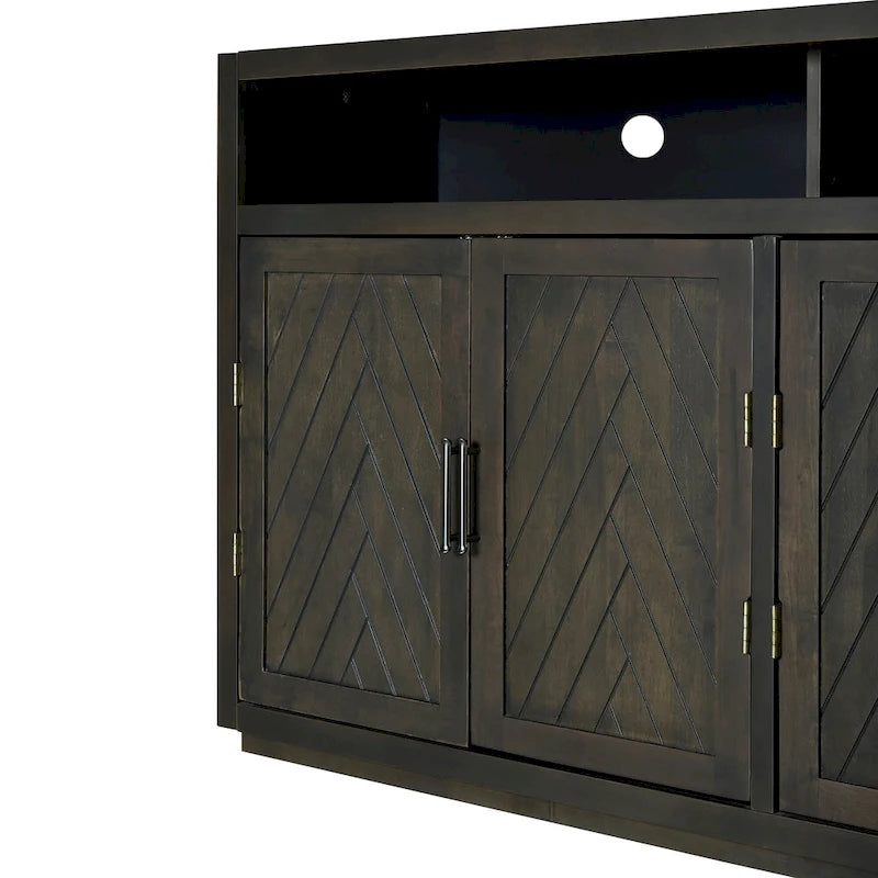 Enfilade Classique Moderne 4 Portes avec Rangement Ouvert et Étagères Réglables