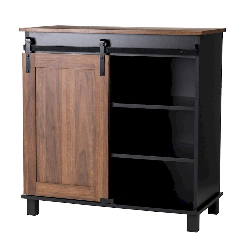 Glitzhome Bahut de bar industriel moderne du milieu du siècle, 32,25 po de hauteur