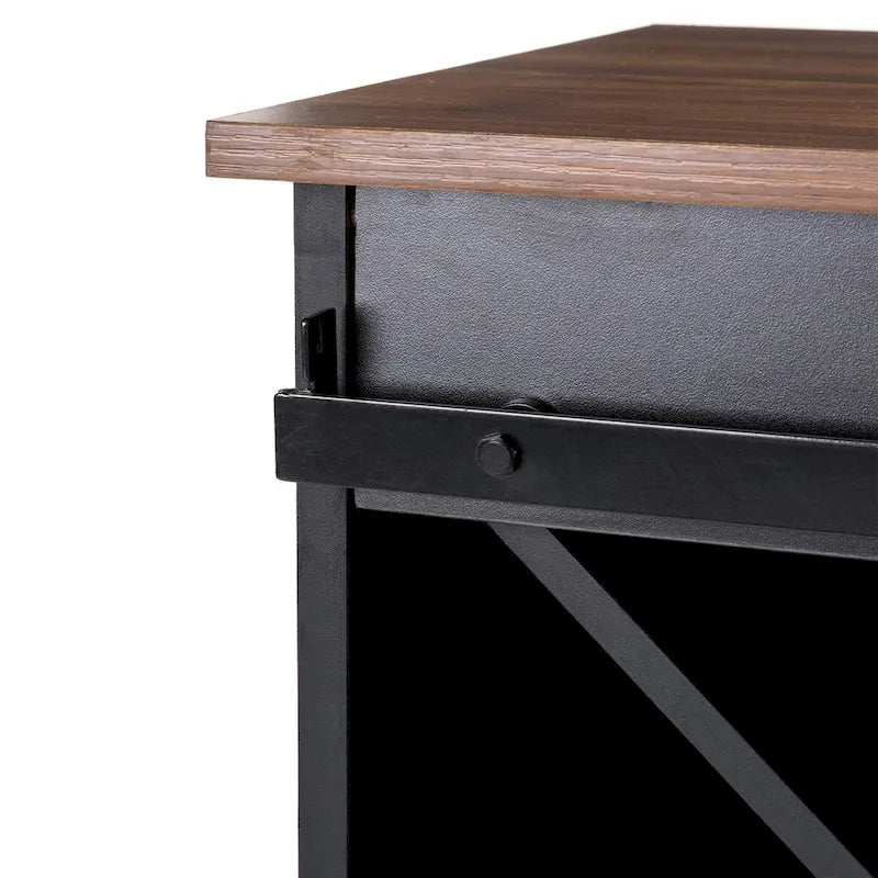 Glitzhome Bahut de bar industriel moderne du milieu du siècle, 32,25 po de hauteur