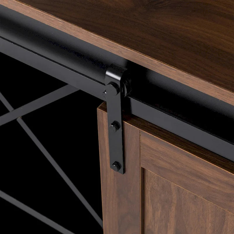 Glitzhome Bahut de bar industriel moderne du milieu du siècle, 32,25 po de hauteur