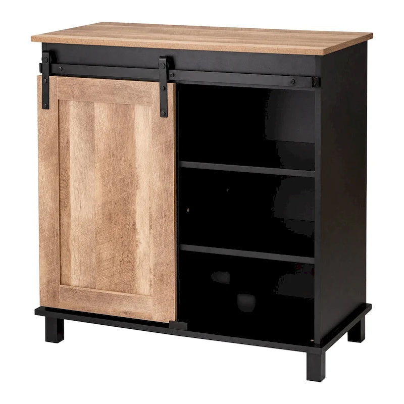 Glitzhome Bahut de bar industriel moderne du milieu du siècle, 32,25 po de hauteur