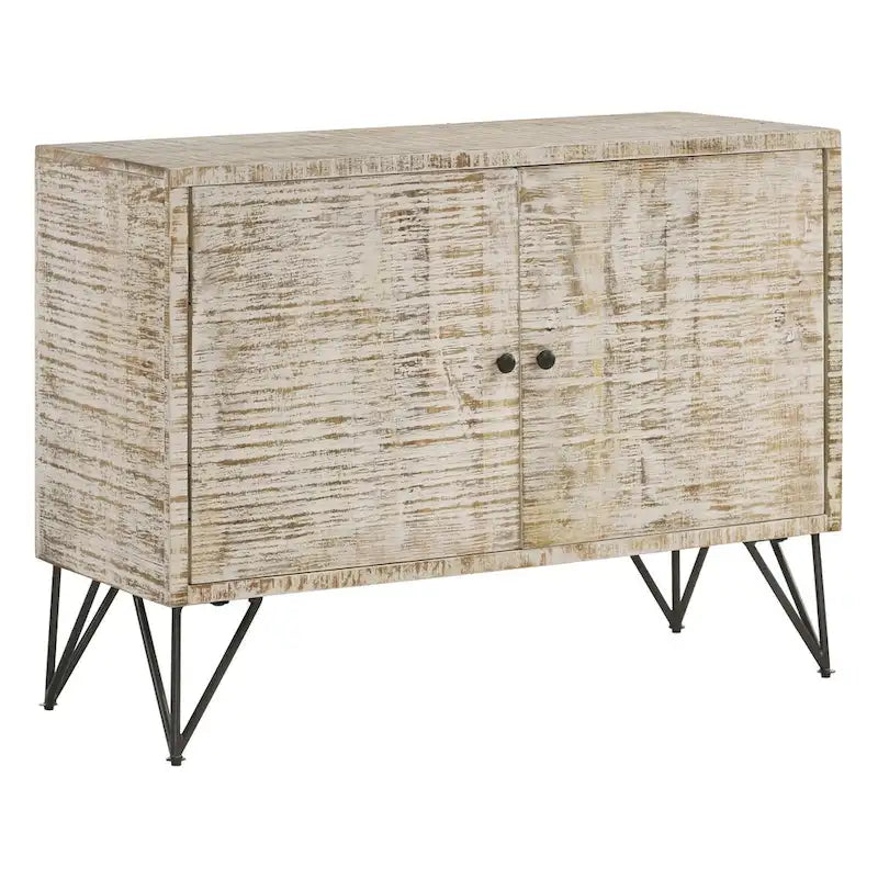 Meuble d'appoint Komomo blanchi avec 1 étagère réglable