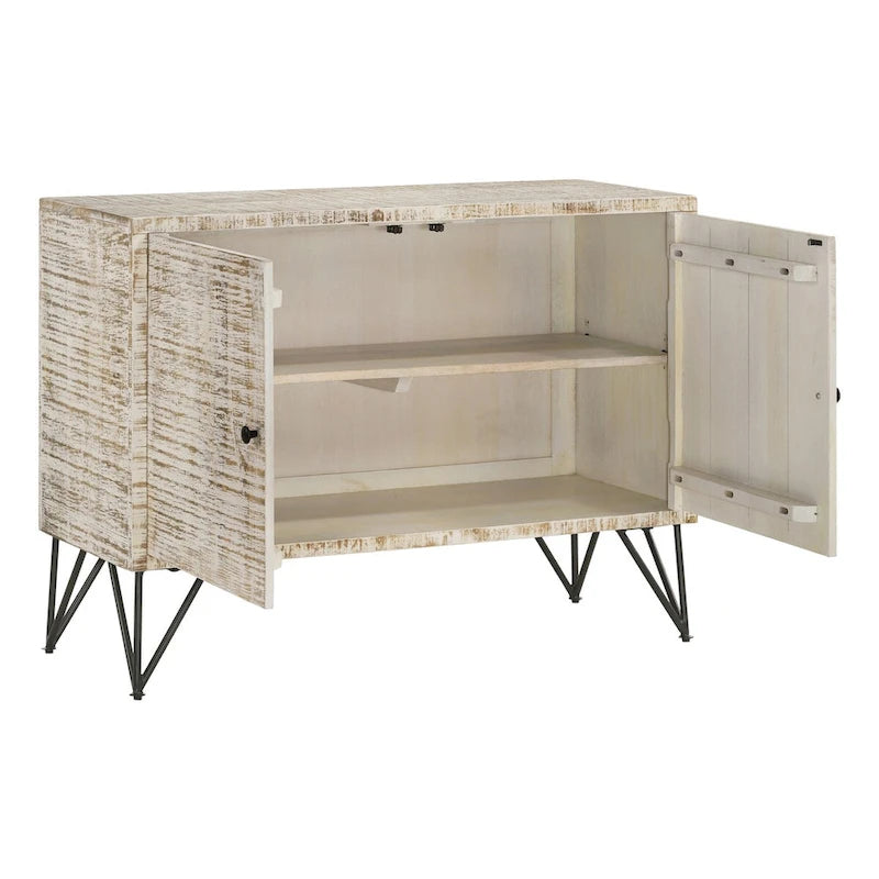 Meuble d'appoint Komomo blanchi avec 1 étagère réglable