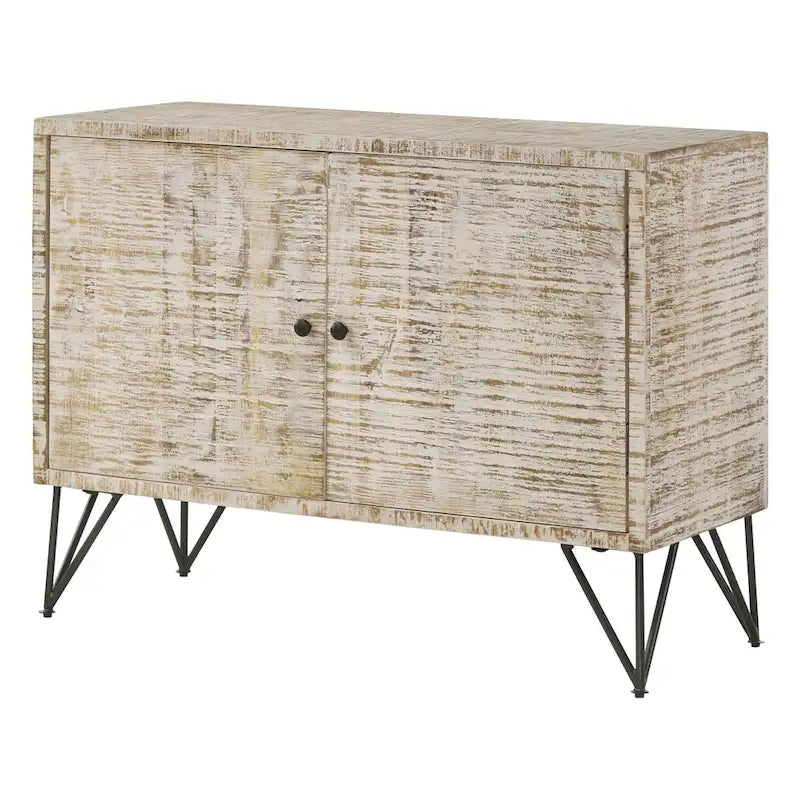 Meuble d'appoint Komomo blanchi avec 1 étagère réglable